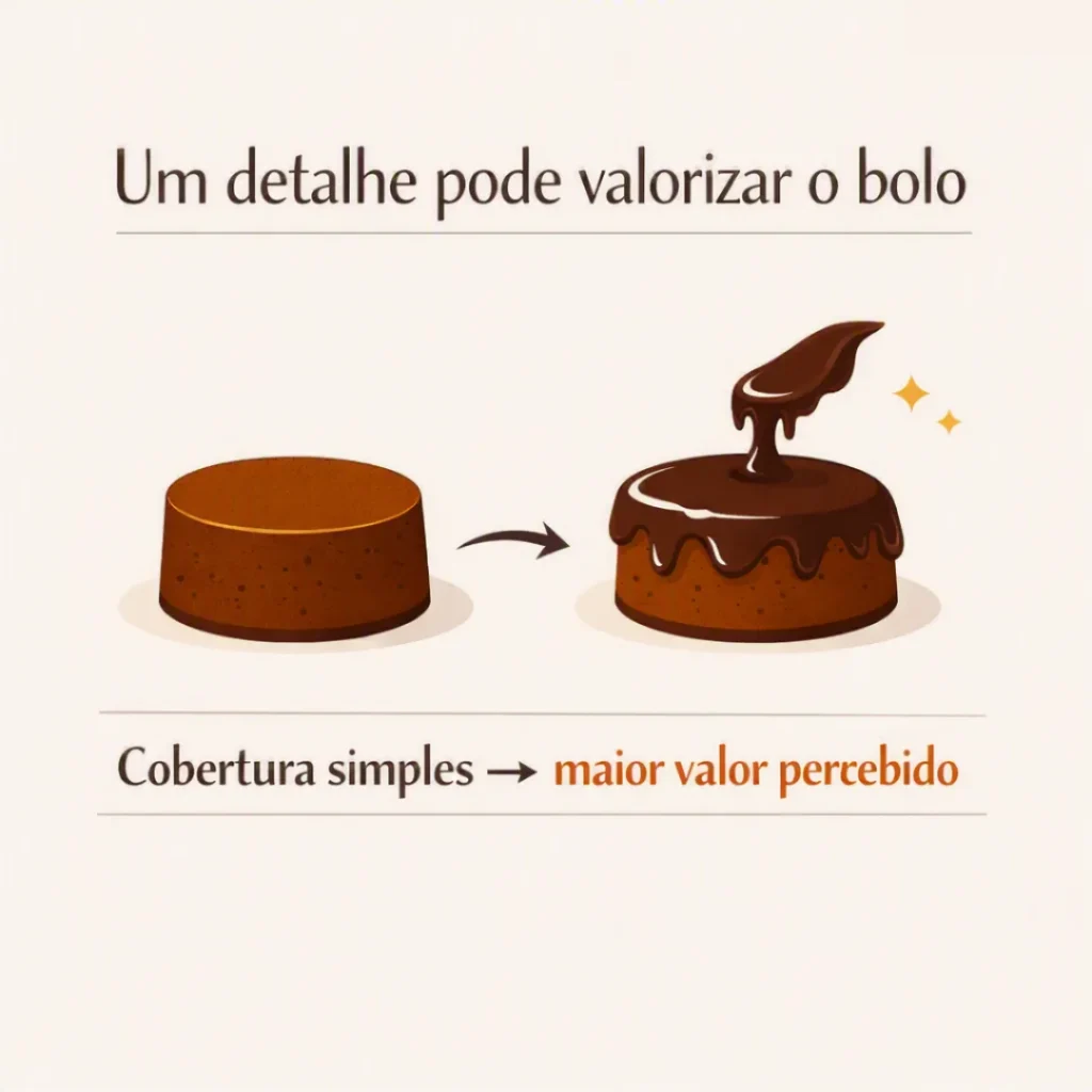 Card mostrando como uma cobertura simples pode aumentar o valor percebido do bolo