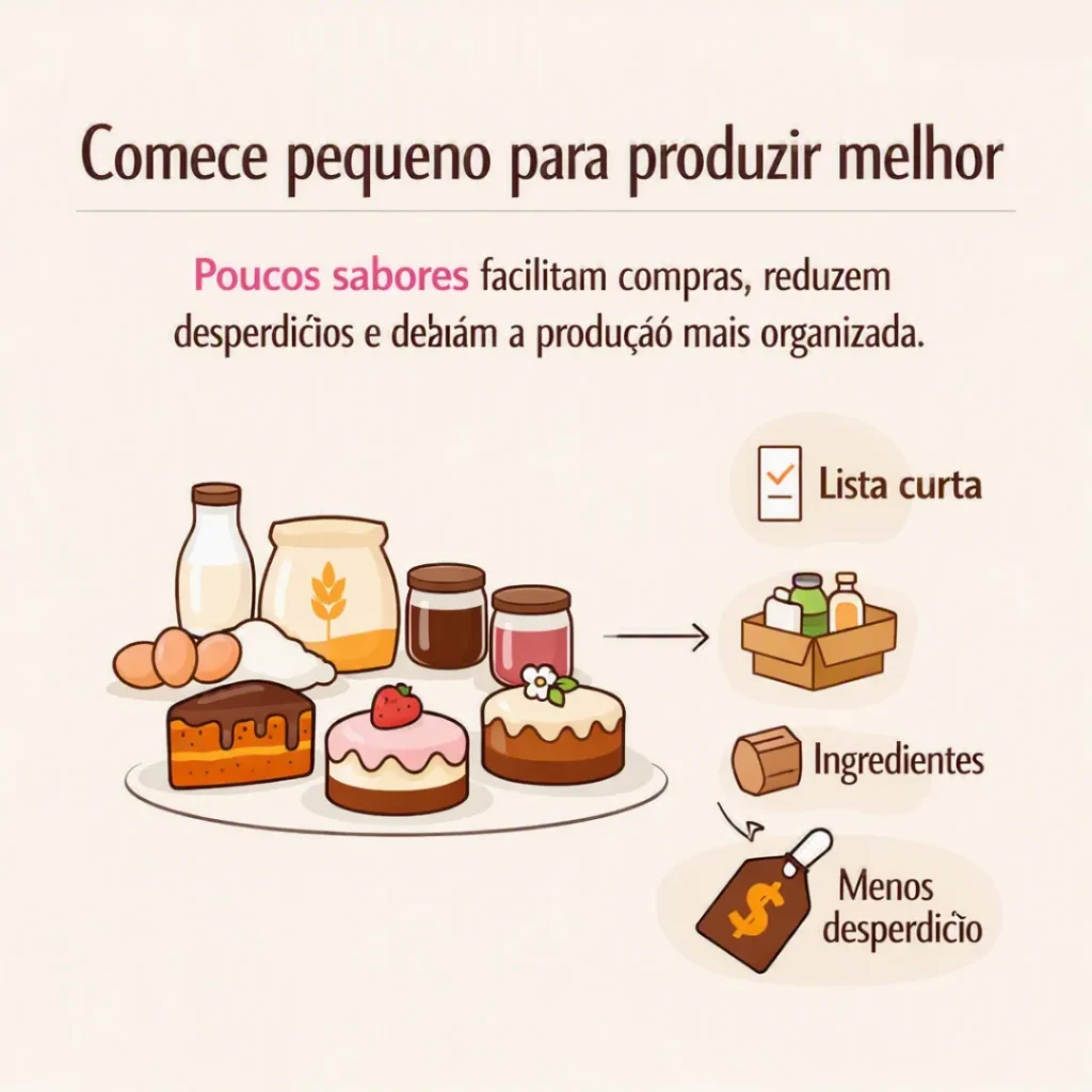 Estratégia para começar pequeno e produzir bolos de forma mais organizada