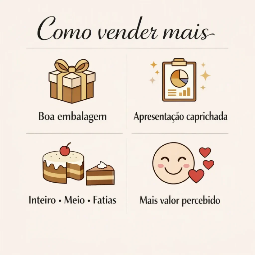 Estratégias para vender bolo caseiro e conquistar clientes.