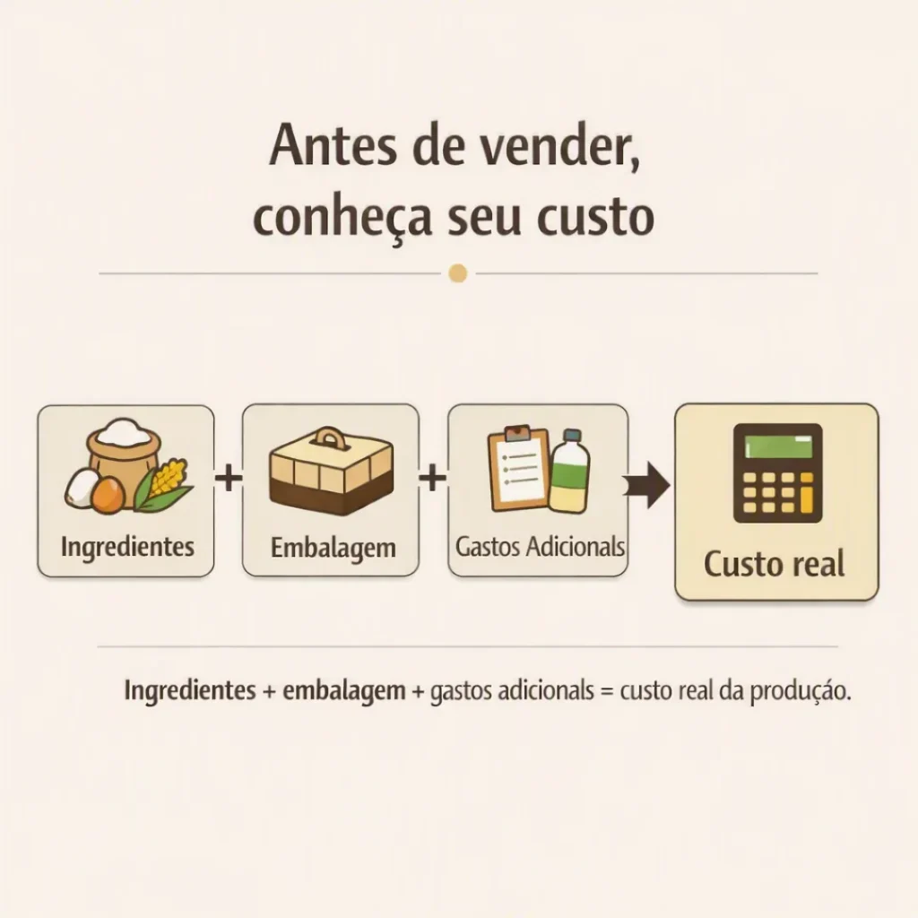 Cálculo dos custos da receita antes de vender bolos