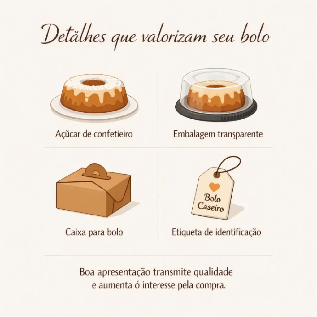 Dicas para valorizar o bolo caseiro fácil para vender com embalagem, acabamento e apresentação profissional.