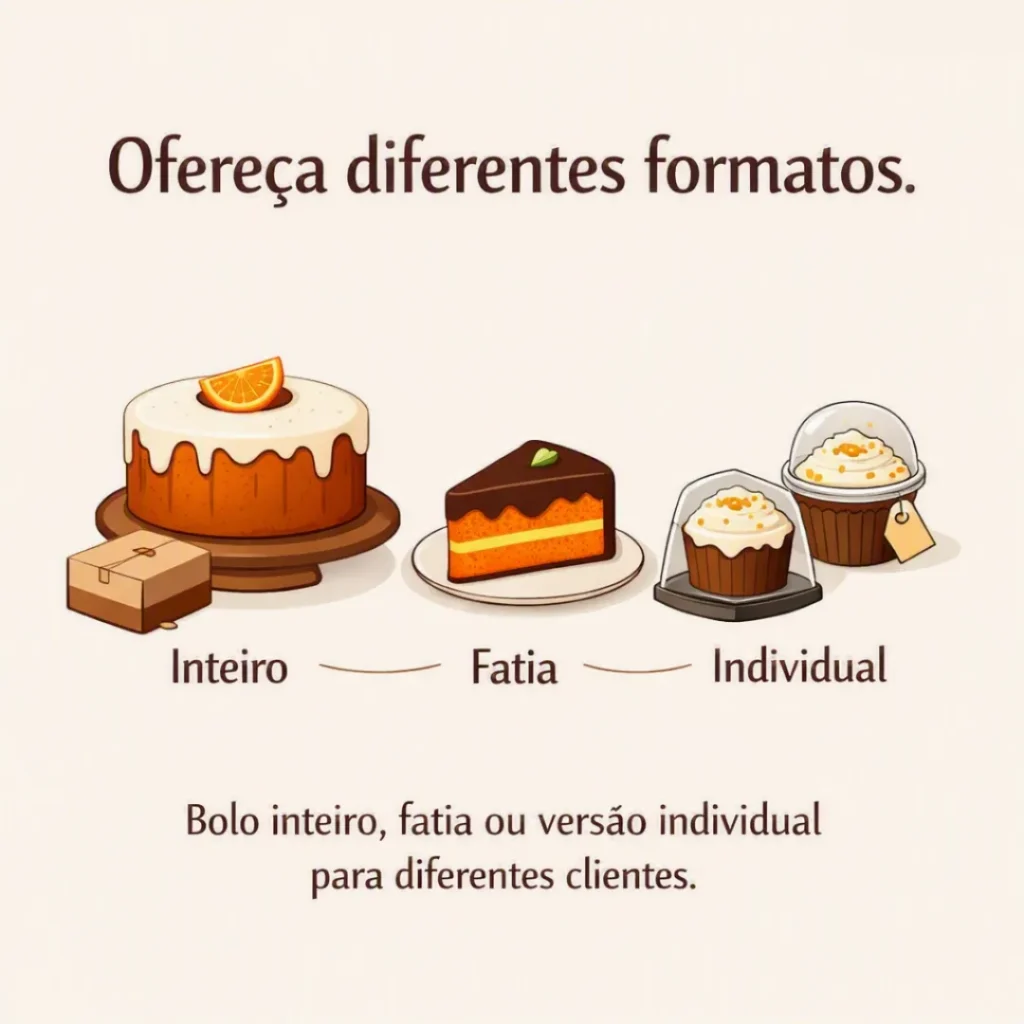 Diferentes formatos de bolos para vender