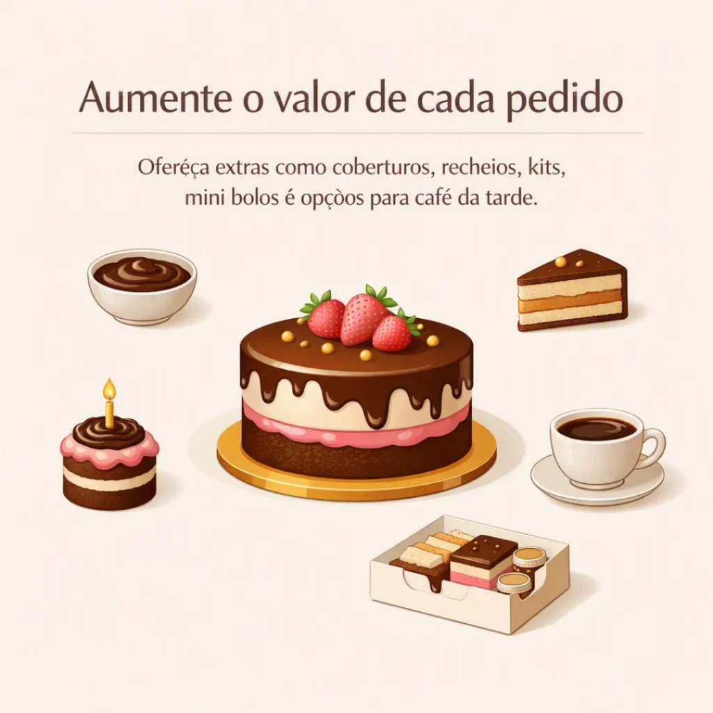 Ideias para aumentar o valor de cada pedido de bolo