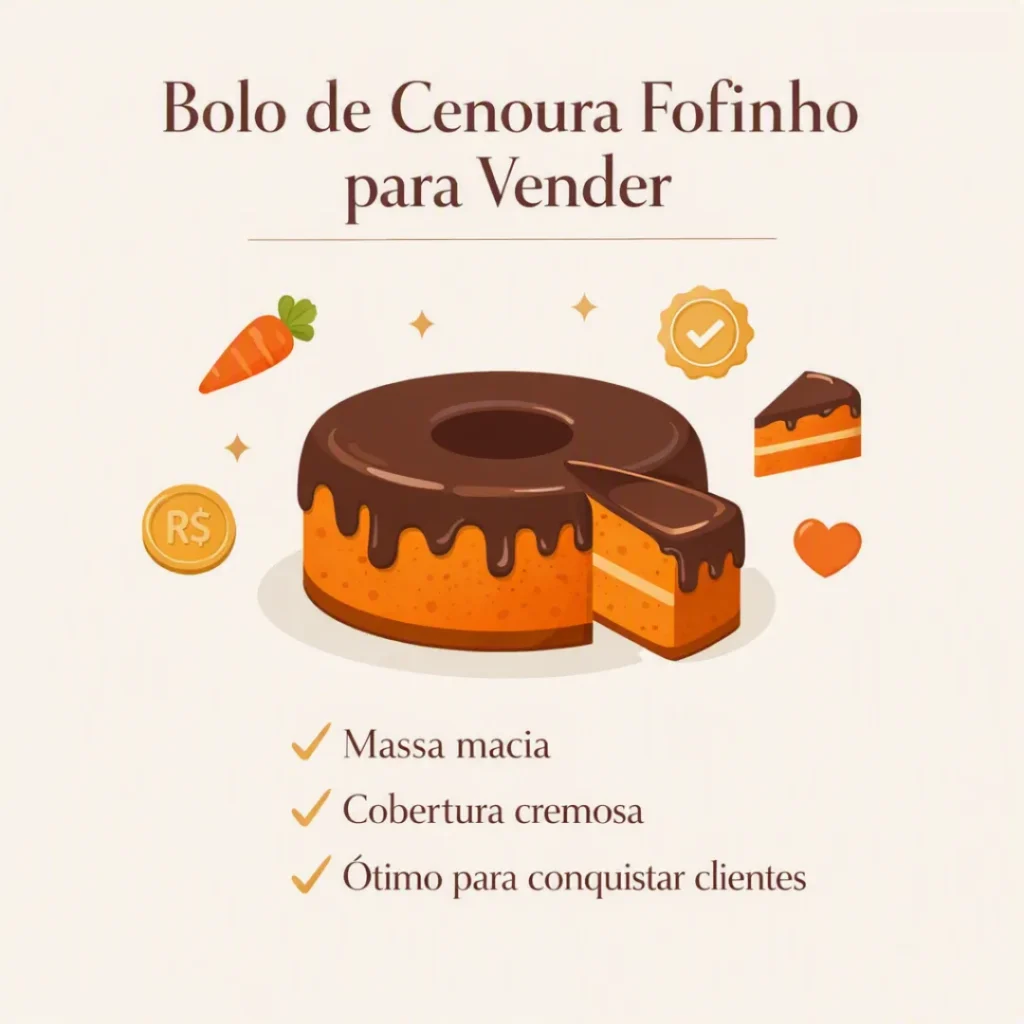 Ingredientes para preparar bolo caseiro de cenoura para vender com cobertura de chocolate.