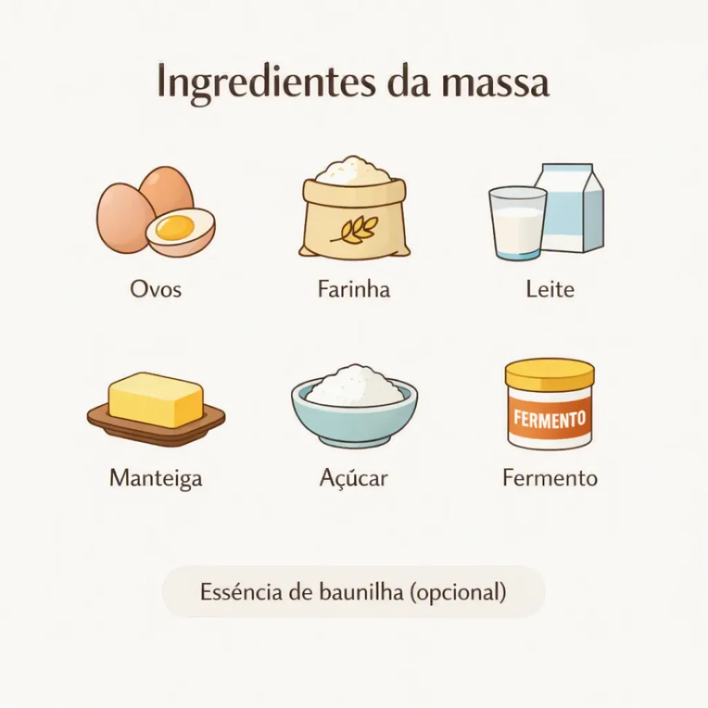 Ingredientes da receita de bolo caseiro simples