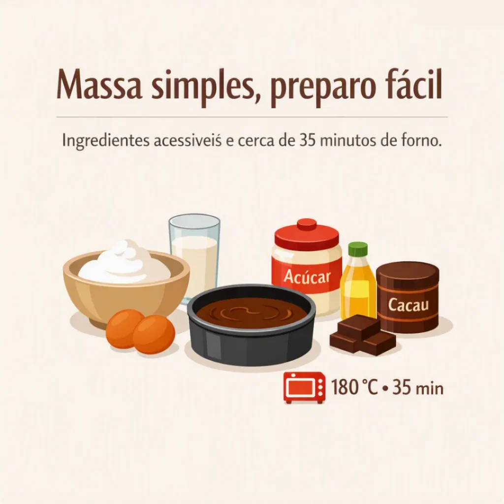 Ingredientes para bolo de chocolate recheado com cremes e morangos
