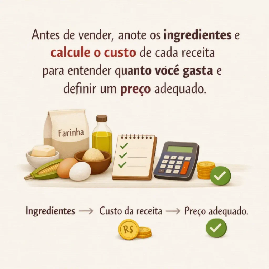 Ingredientes e custos para preparar cada bolo caseiro