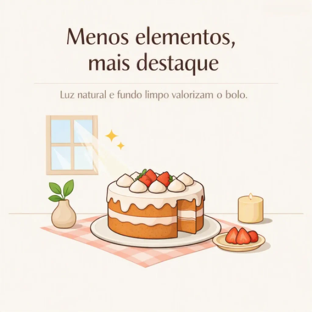 Fundo simples ajuda a destacar foto de bolo caseiro