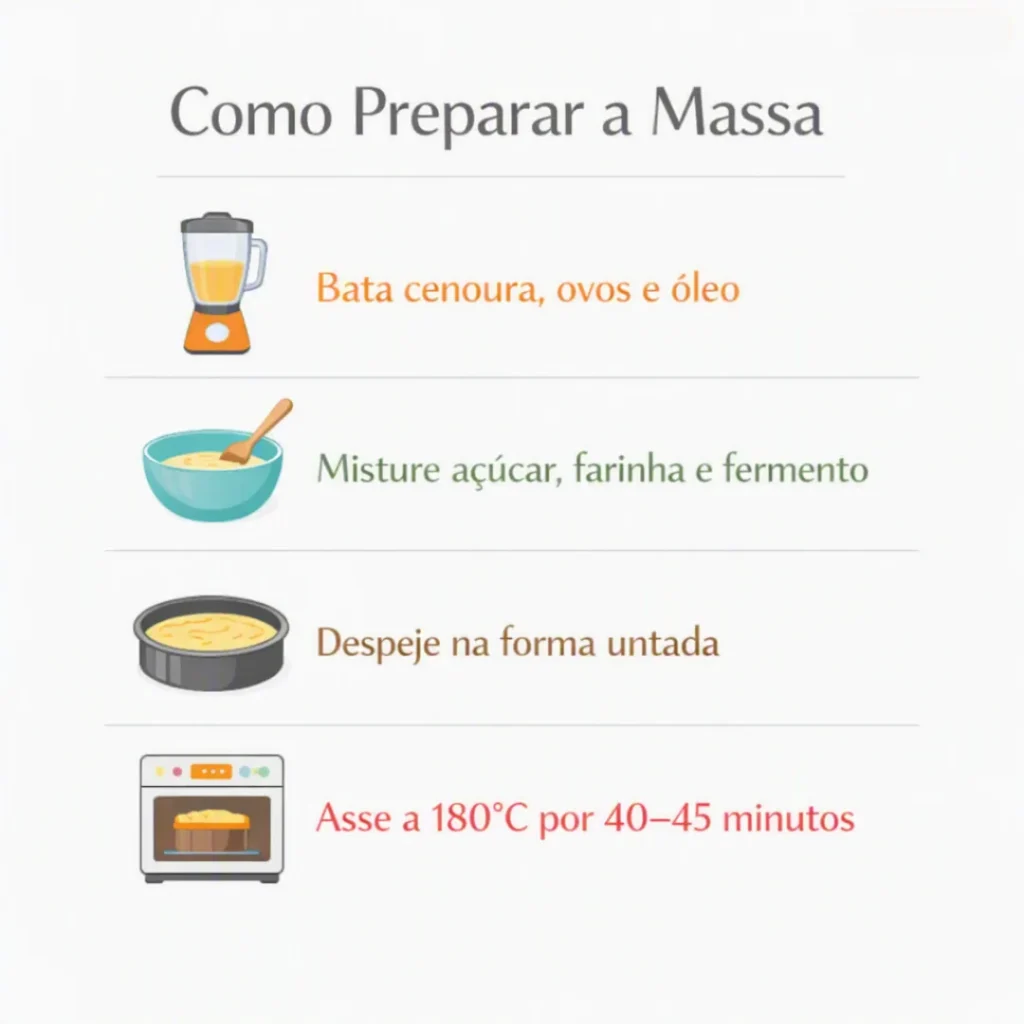 Passo a passo do preparo da massa e do bolo caseiro de cenoura para vender.