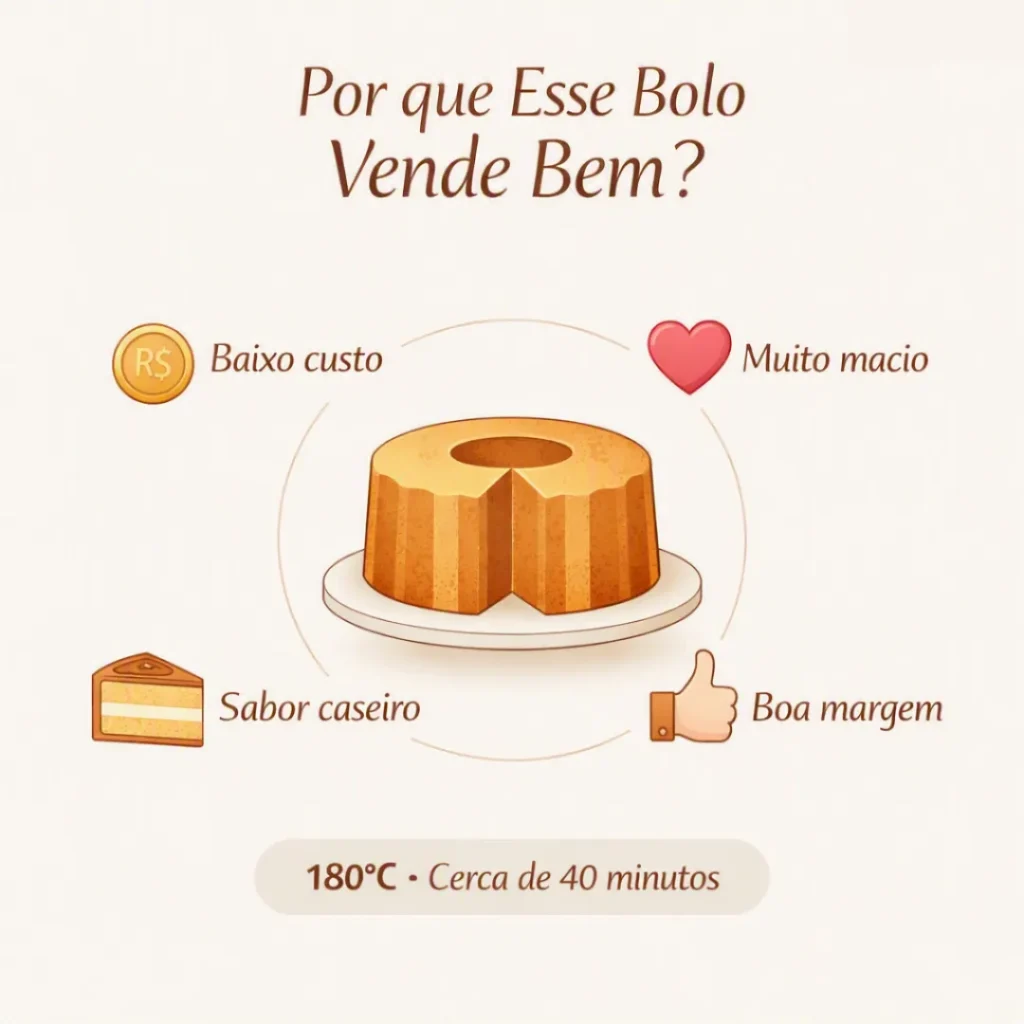 Vantagens do bolo caseiro fofinho para vender com baixo custo e excelente aceitação.