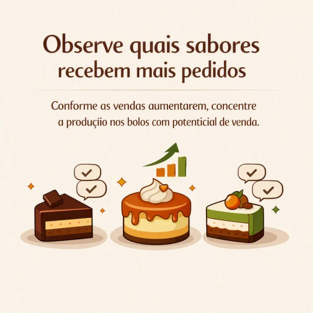 Observe quais sabores de bolos caseiros recebem mais pedidos para concentrar a produção