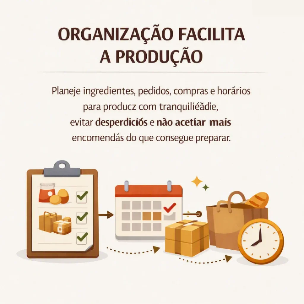 Organização da produção de bolos para facilitar os pedidos
