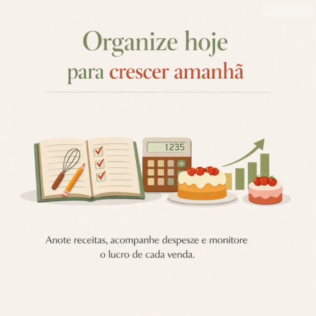 Organização da produção para vender bolo caseiro com mais segurança.