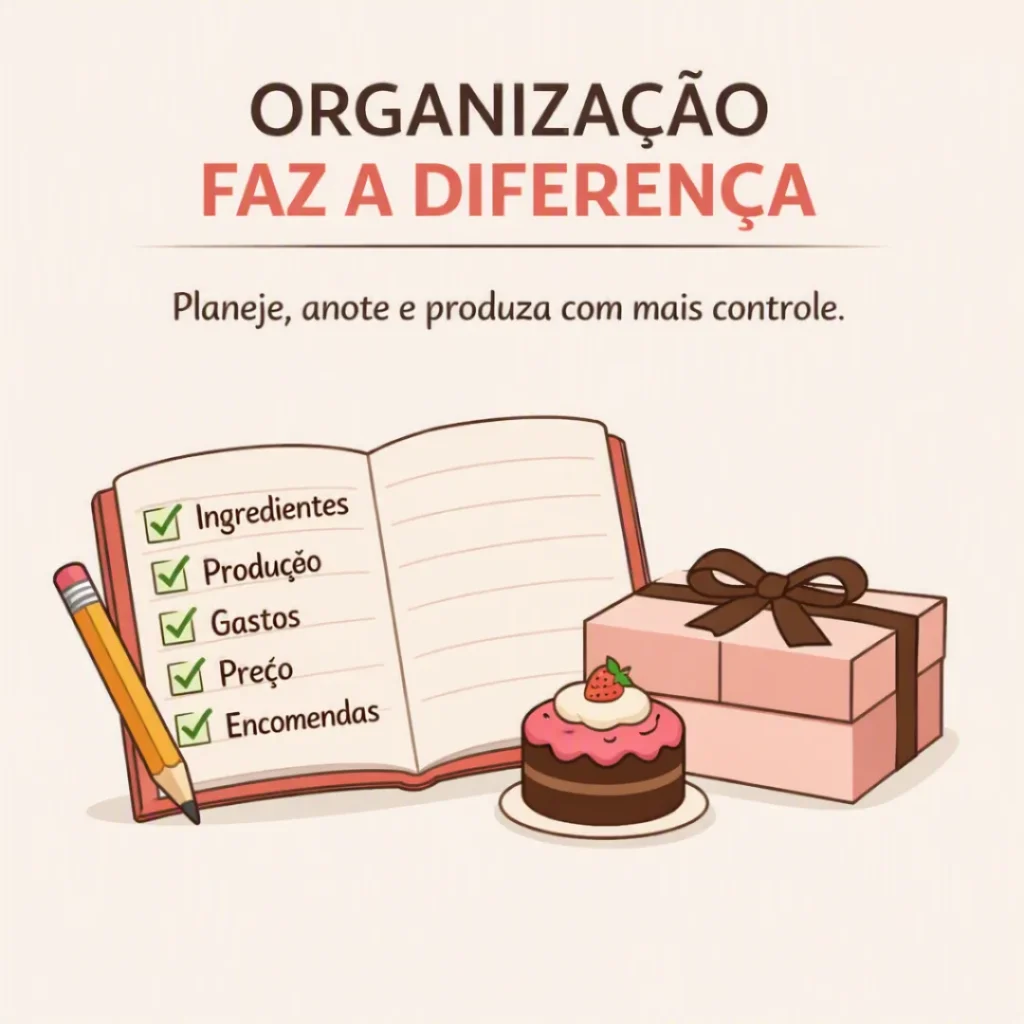 Organização da produção de bolos para vender em casa