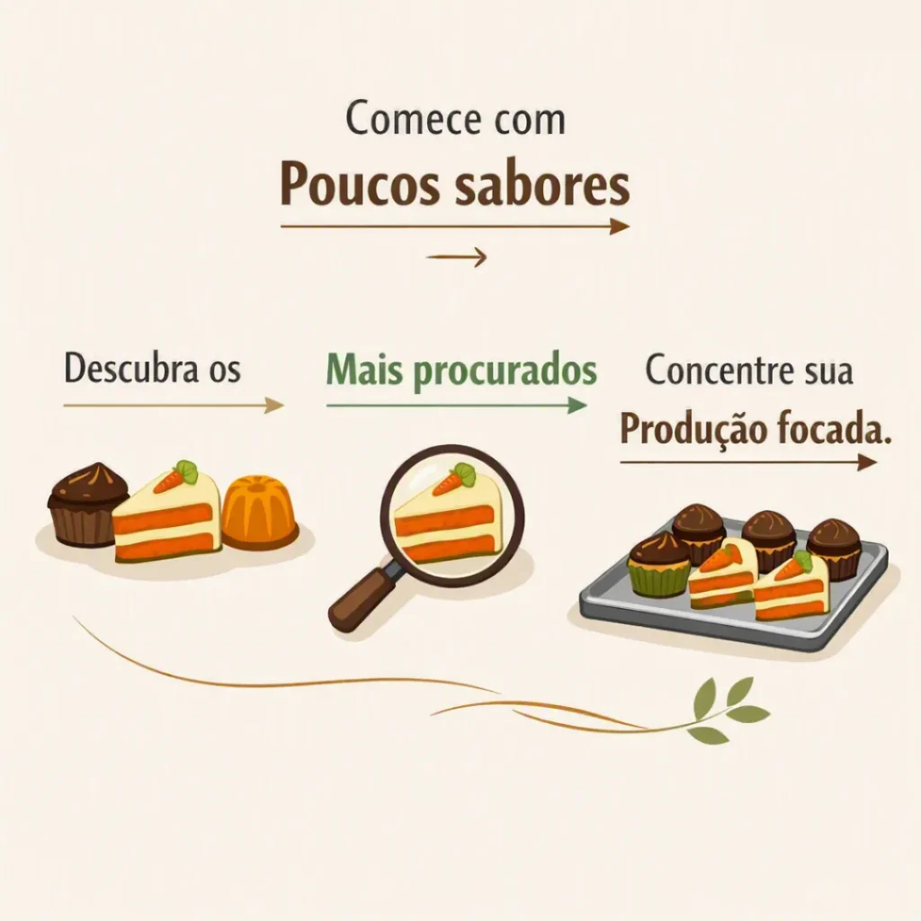 Começar com poucos sabores para identificar os produtos com maior procura