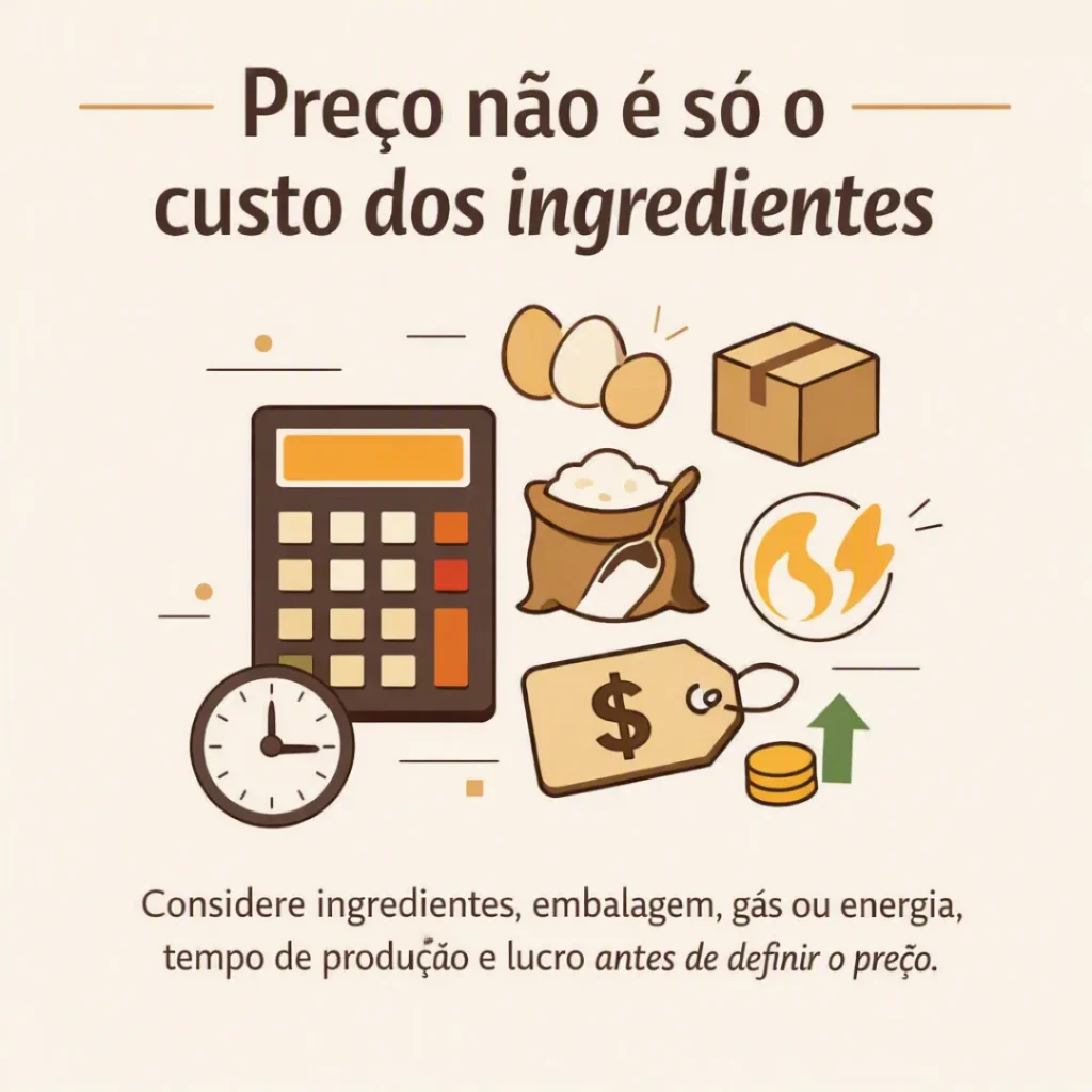 Preço do bolo caseiro considerando custos e lucro