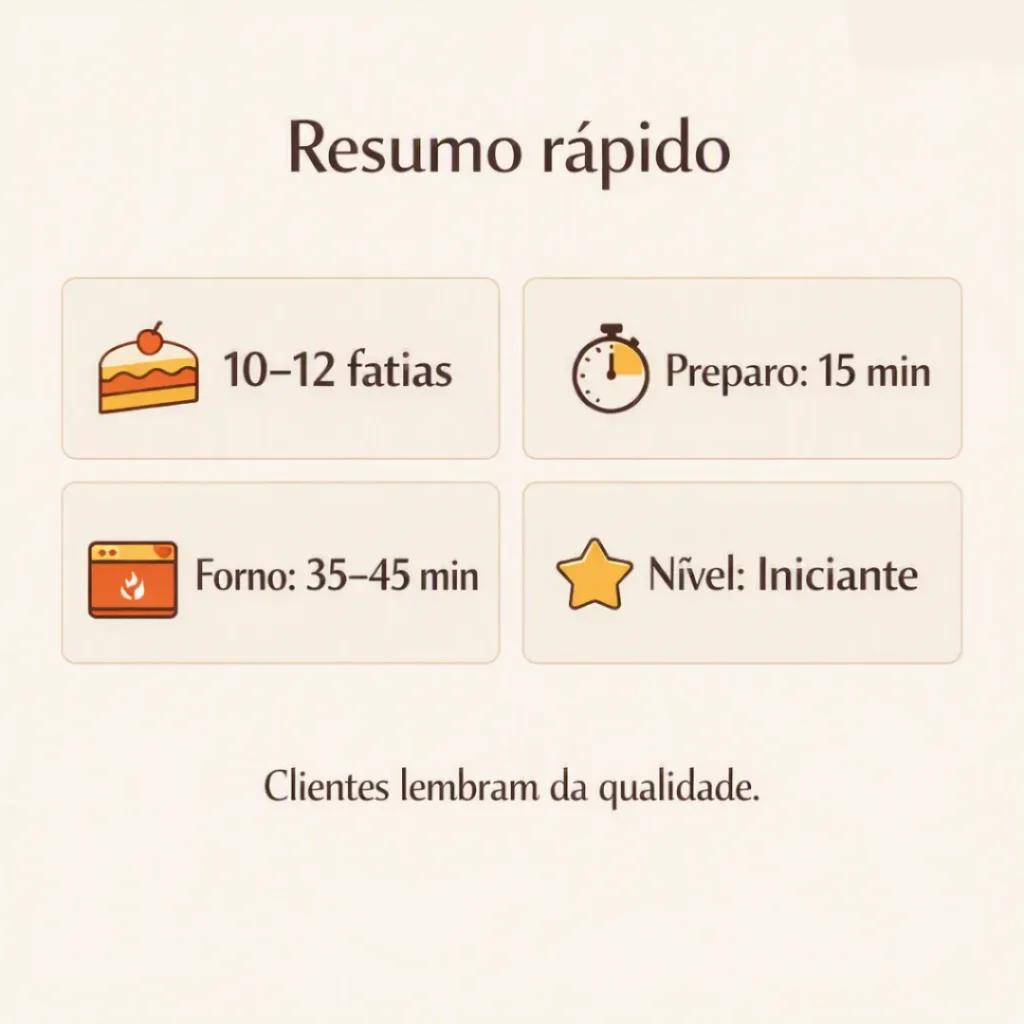 Resumo da receita de bolo caseiro simples para vender