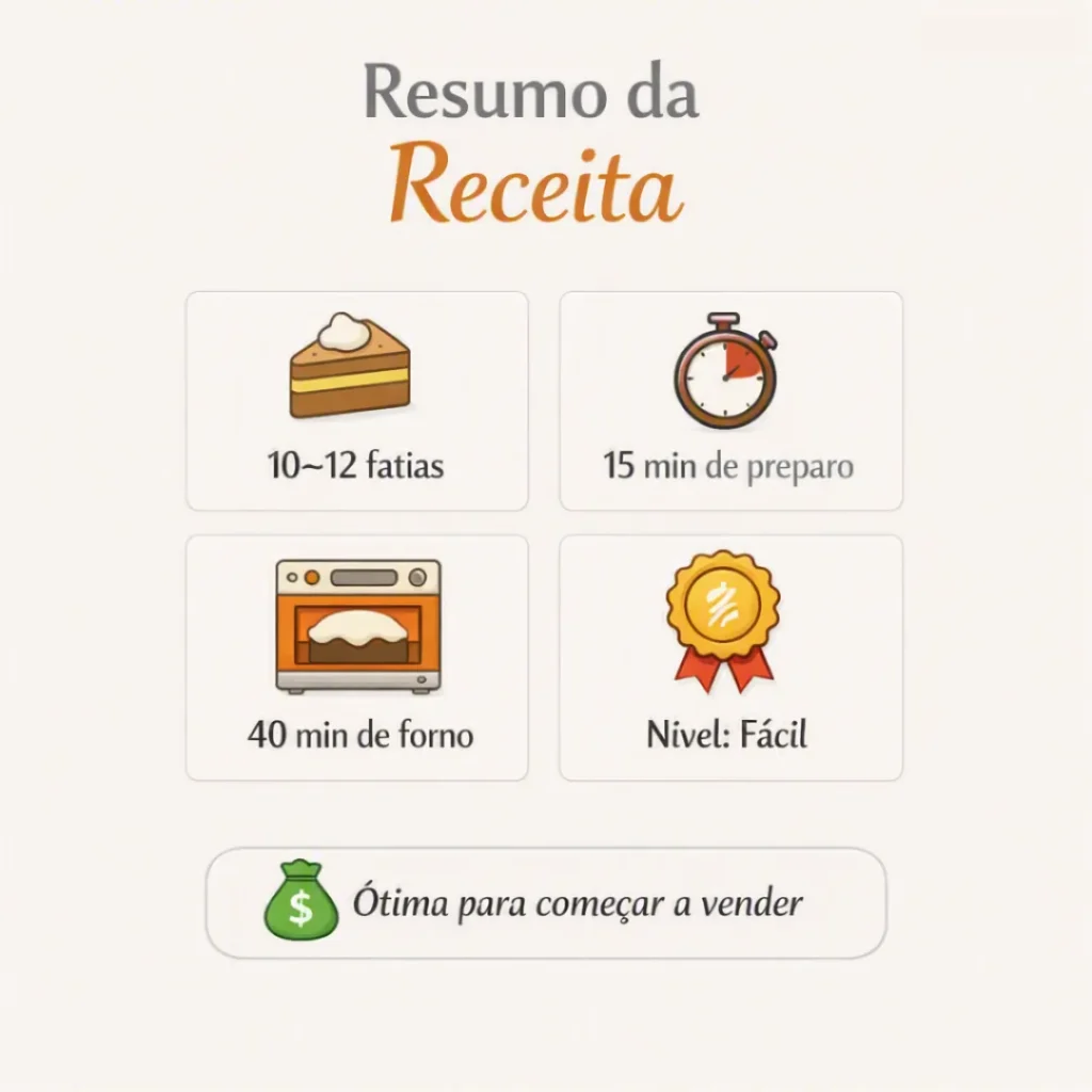 Resumo da receita de bolo caseiro fofinho para vender