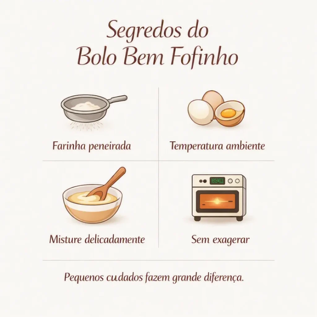 Dicas para preparar bolo caseiro fofinho utilizando técnicas simples durante o preparo.