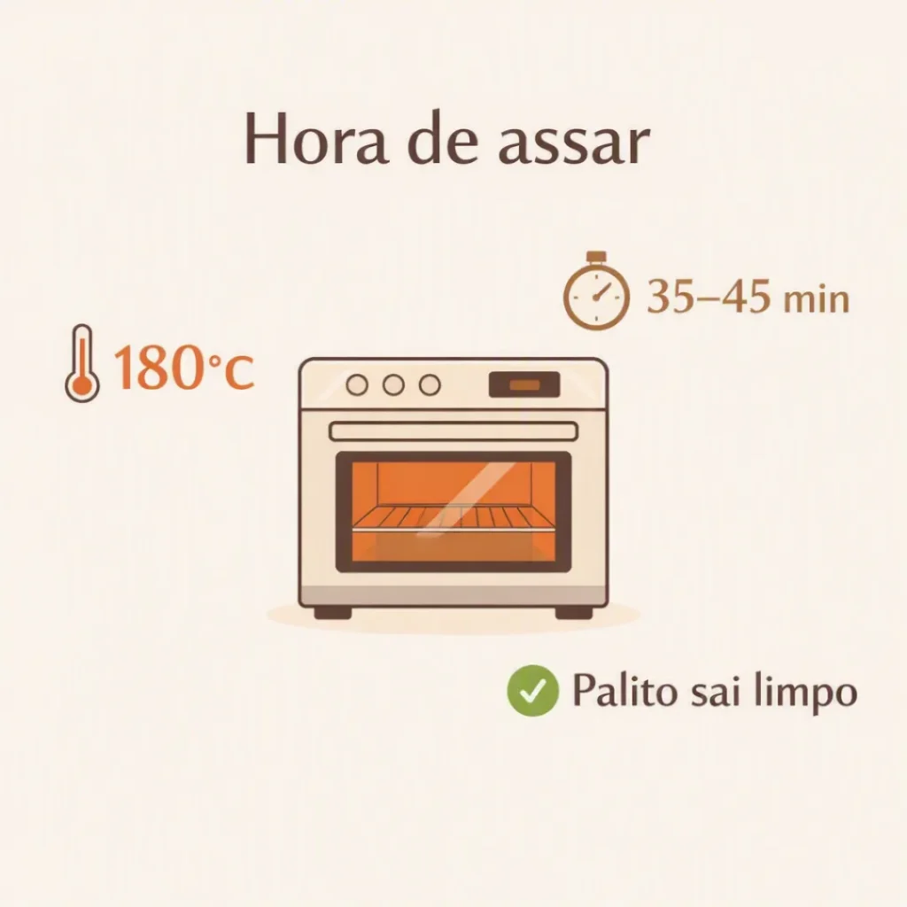 Tempo de forno da receita de bolo caseiro simples