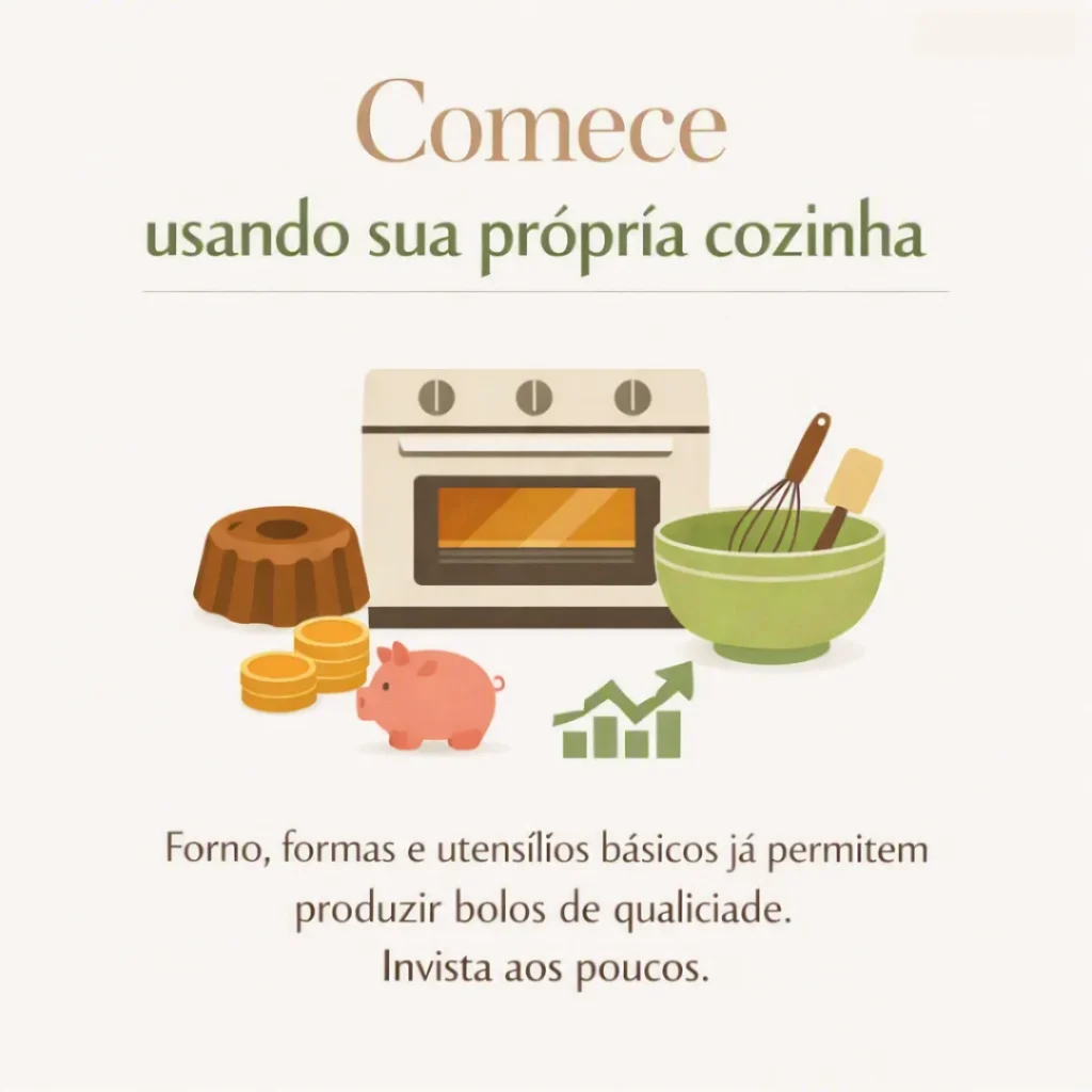 Produção de bolo caseiro utilizando utensílios básicos da própria cozinha.