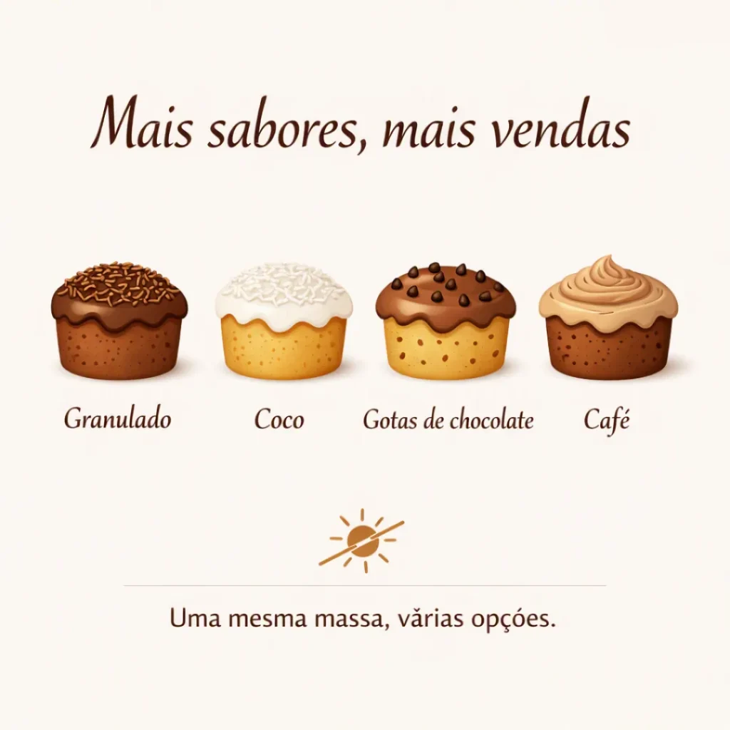 Variações da receita de bolo caseiro para vender chocolate.
