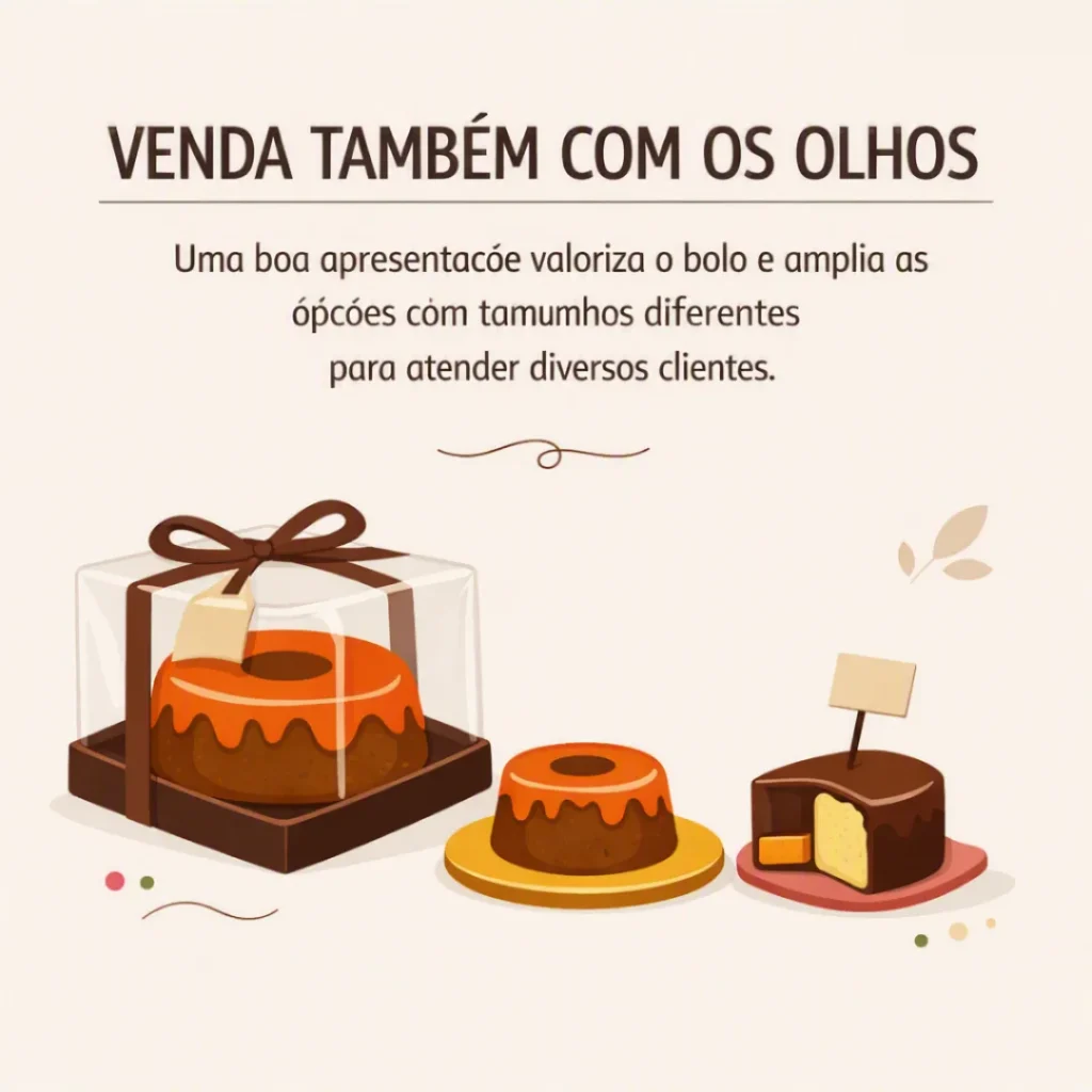 Bolos caseiros apresentados para venda e organização de pedidos por encomenda