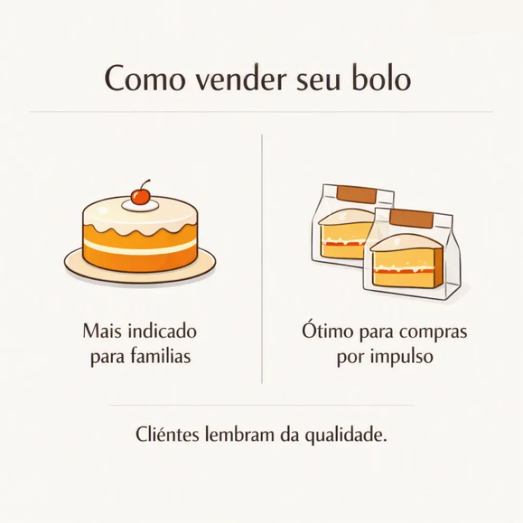 Formas de vender bolo inteiro ou em fatias
