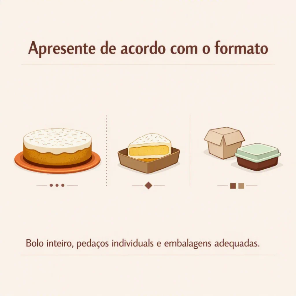 Diferentes formas de apresentar o bolo caseiro de coco para venda