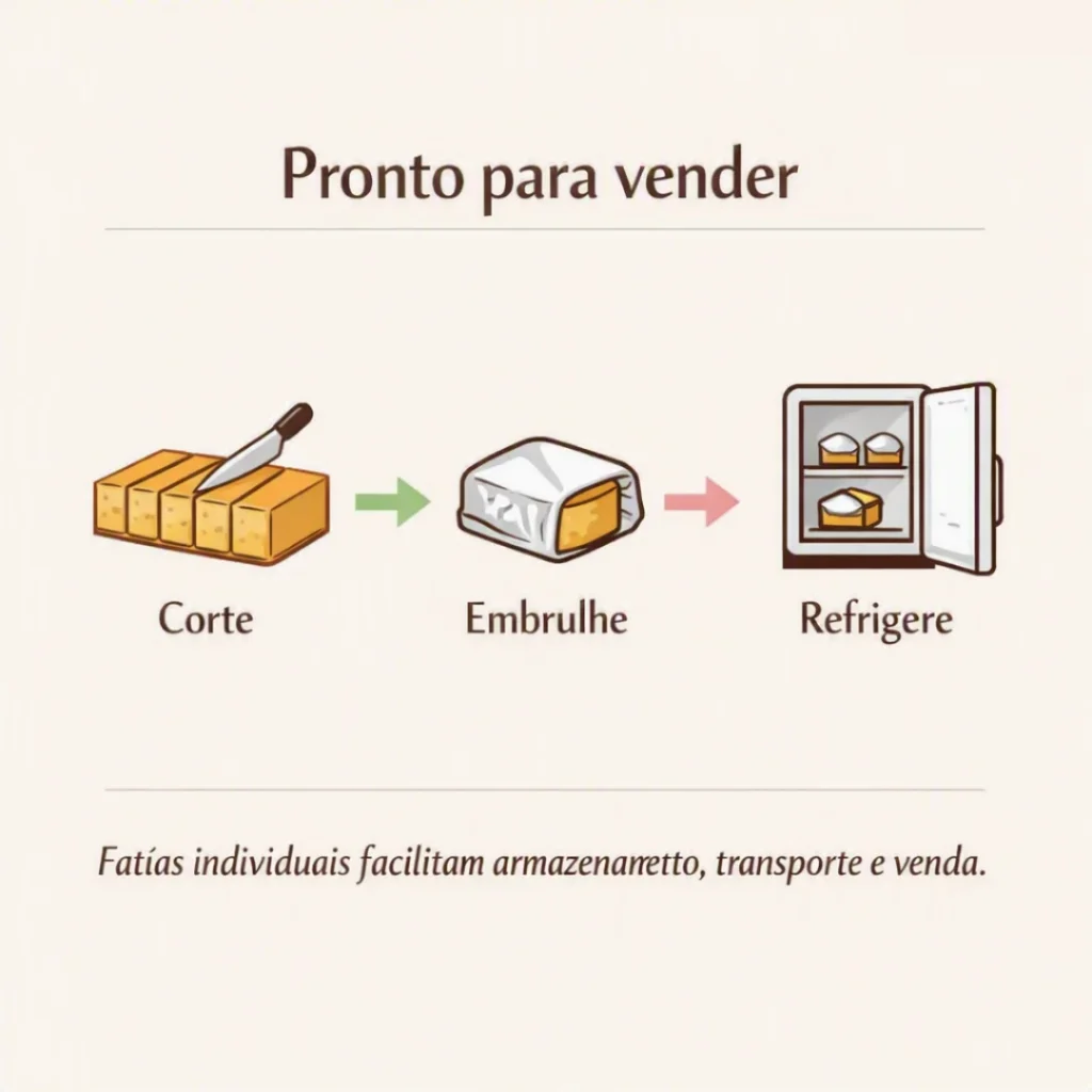 Bolo de coco cortado em pedaços e pronto para vender
