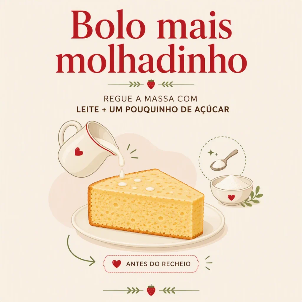 Dica para deixar o bolo de morango ainda mais molhadinho