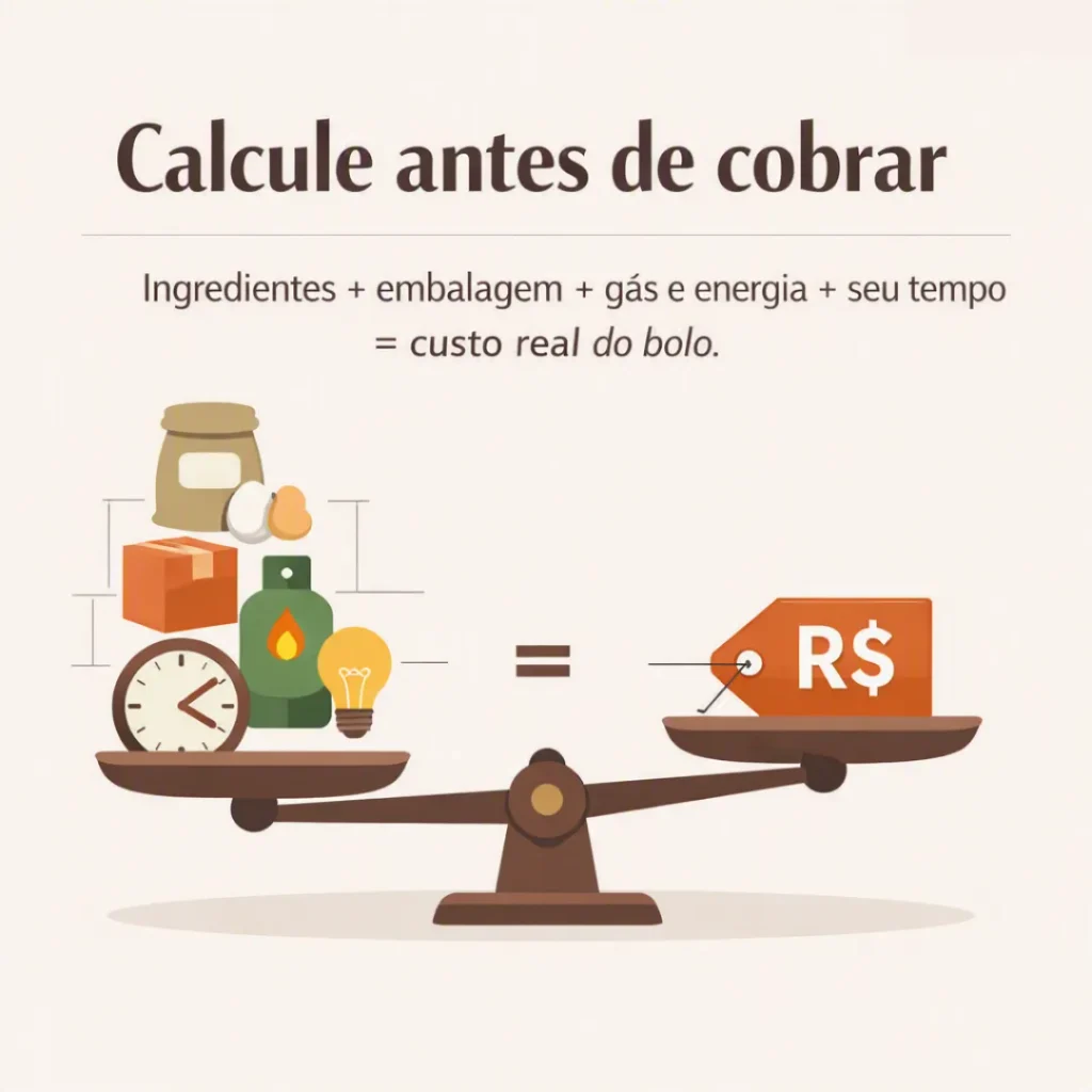 Cálculo dos custos do bolo antes de definir o preço de venda