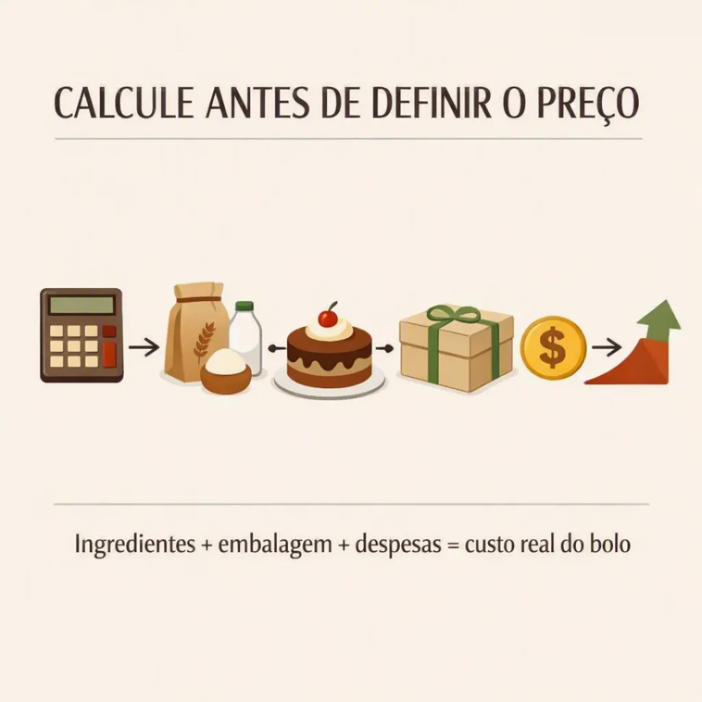 Calcular os custos dos bolos antes de definir o preço de venda
