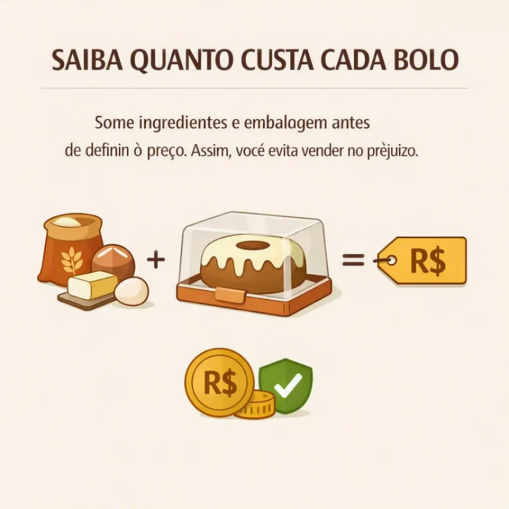Organização dos custos de ingredientes e embalagens dos bolos