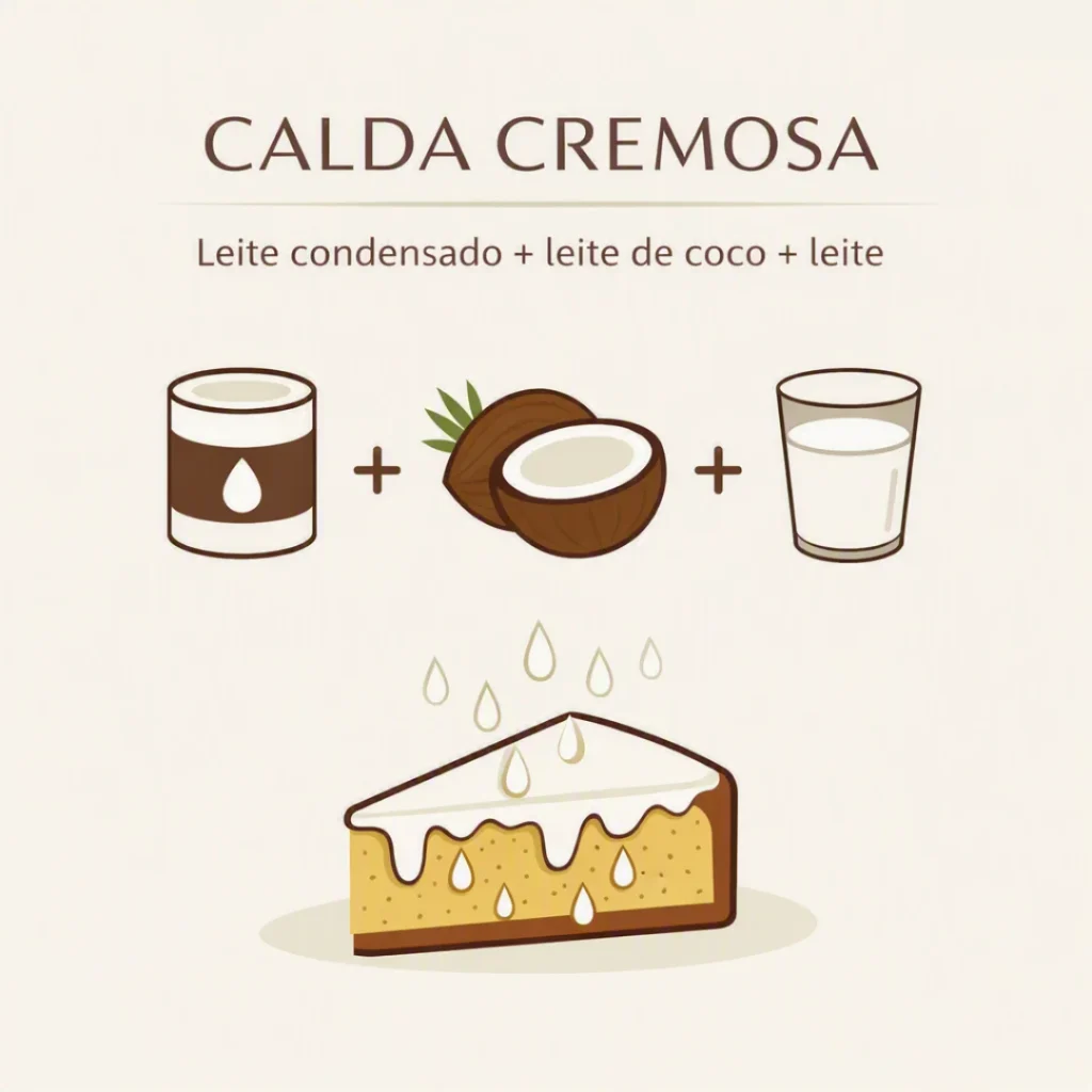 Preparo da calda cremosa de leite condensado, leite de coco e leite
