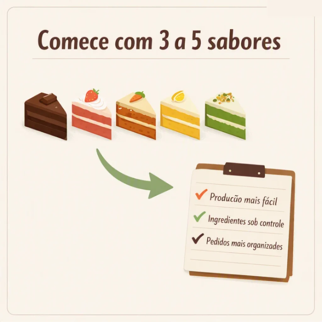 Sugestão para começar a fazer bolos para vender com 3 a 5 sabores