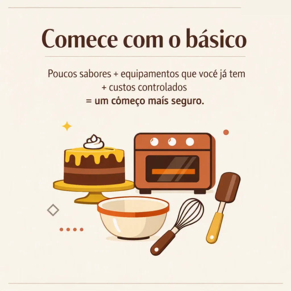 Equipamentos básicos e organização necessários para começar um negócio de bolos