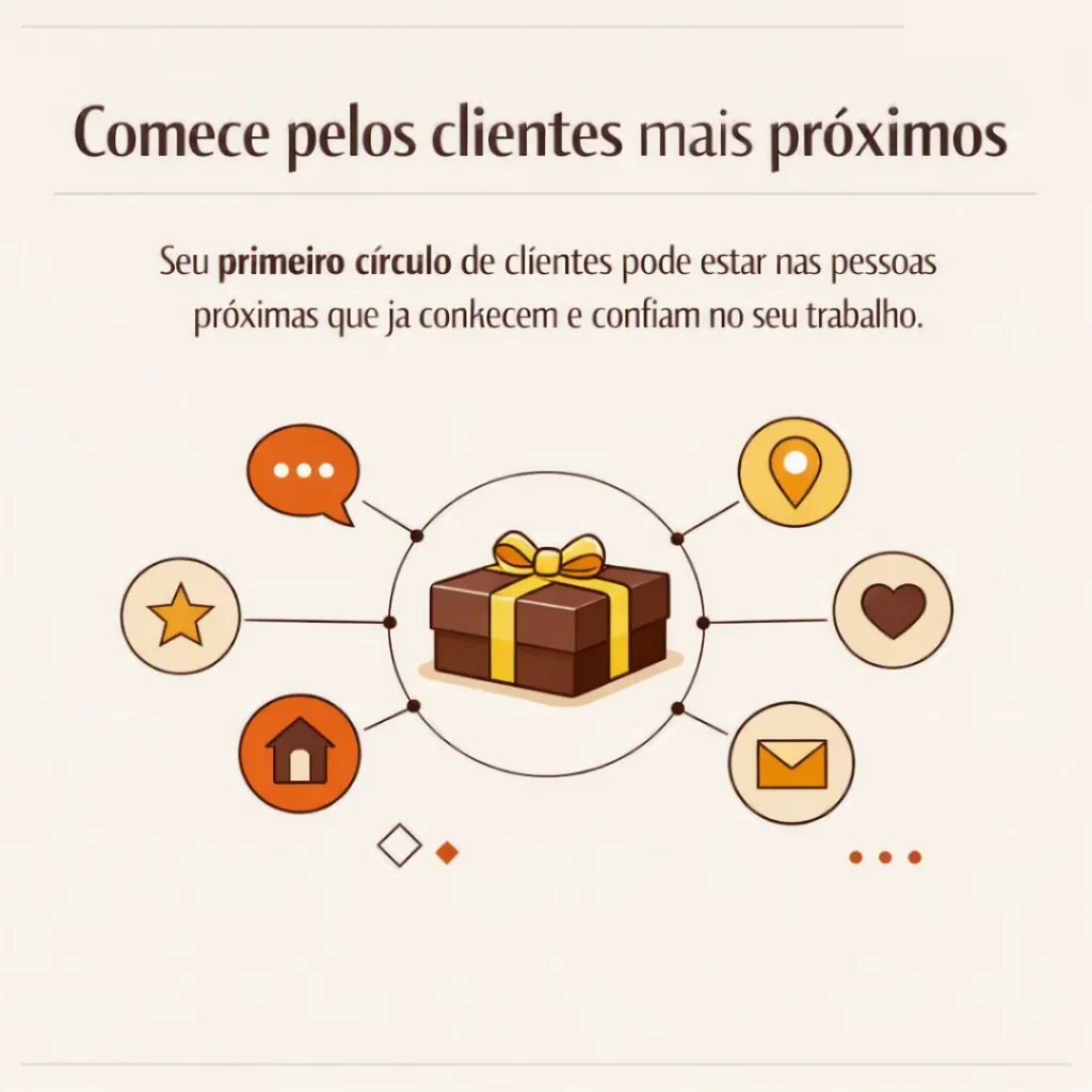 Estratégia para conquistar os primeiros clientes de bolos começando pelo círculo de convivência