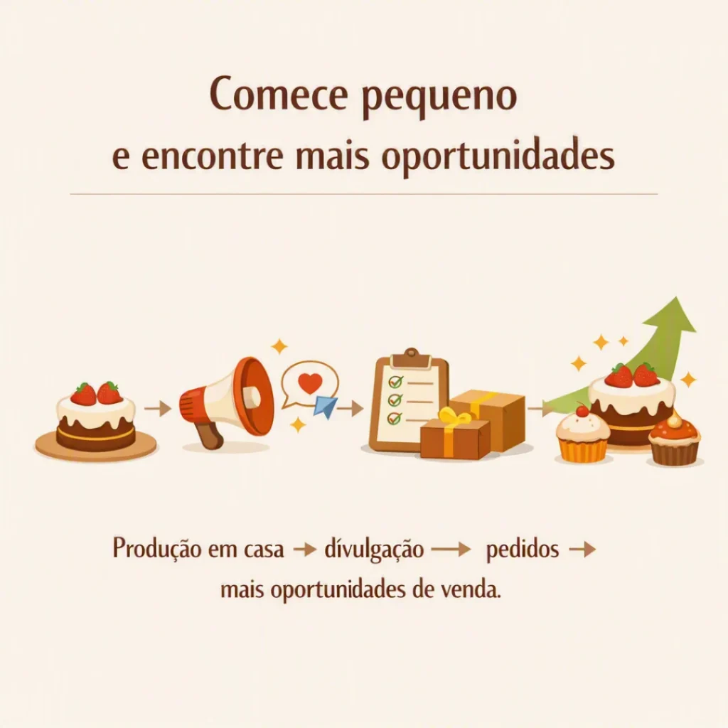 Começar pequeno e encontrar mais oportunidades de venda de bolos em casa