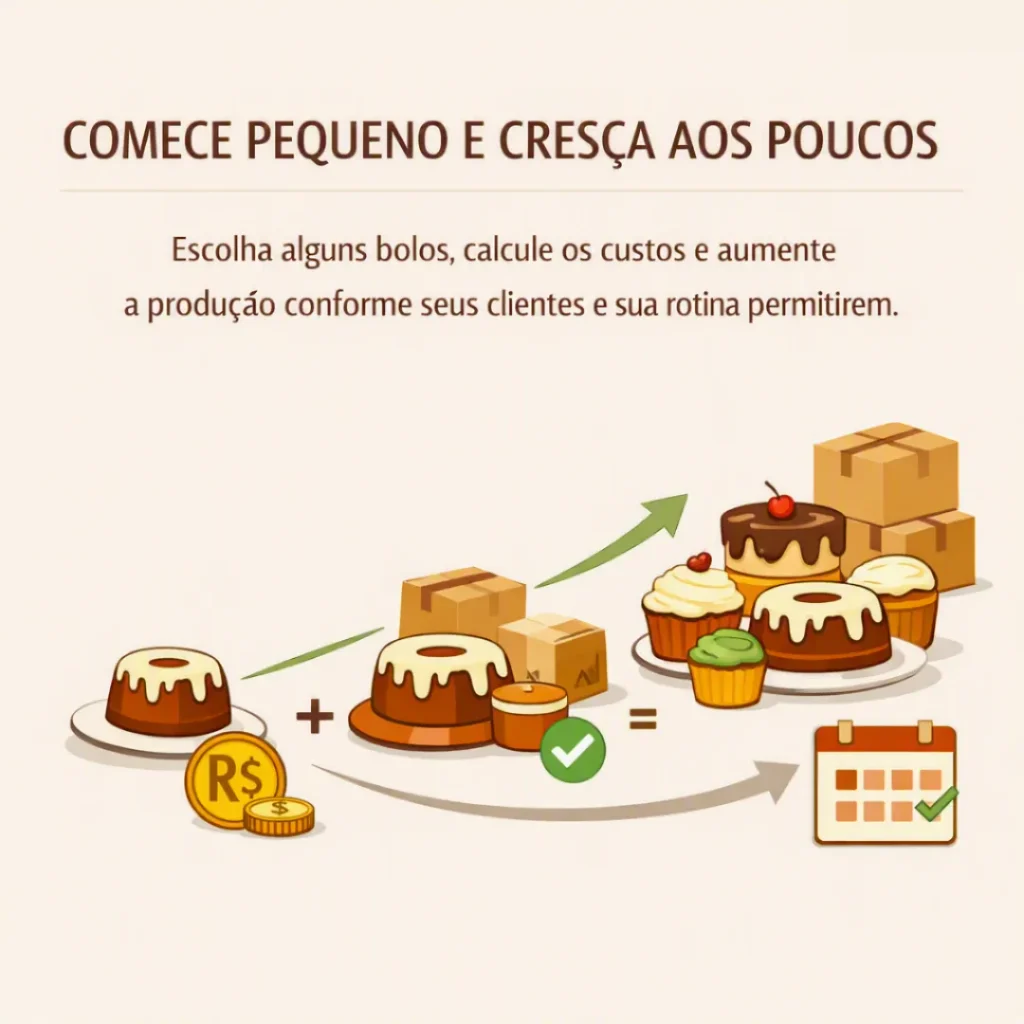 Produção pequena de bolos para começar uma renda extra