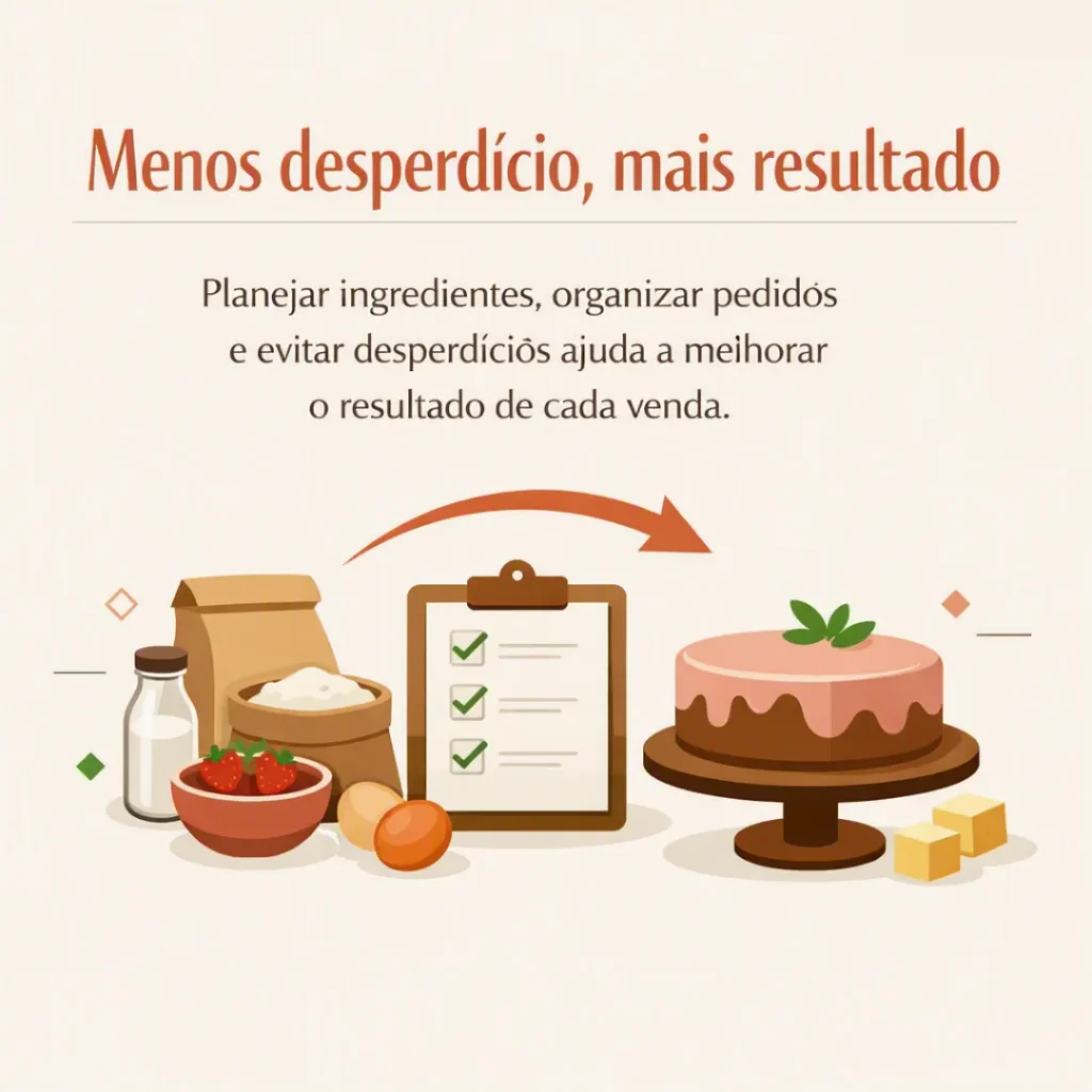 Organização dos ingredientes, pedidos e gastos para aumentar o lucro vendendo bolos