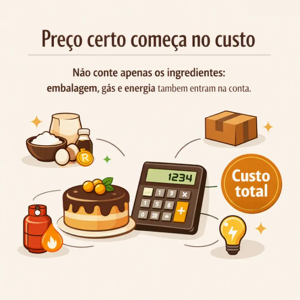 Cálculo do custo de produção e preço de venda de um bolo caseiro