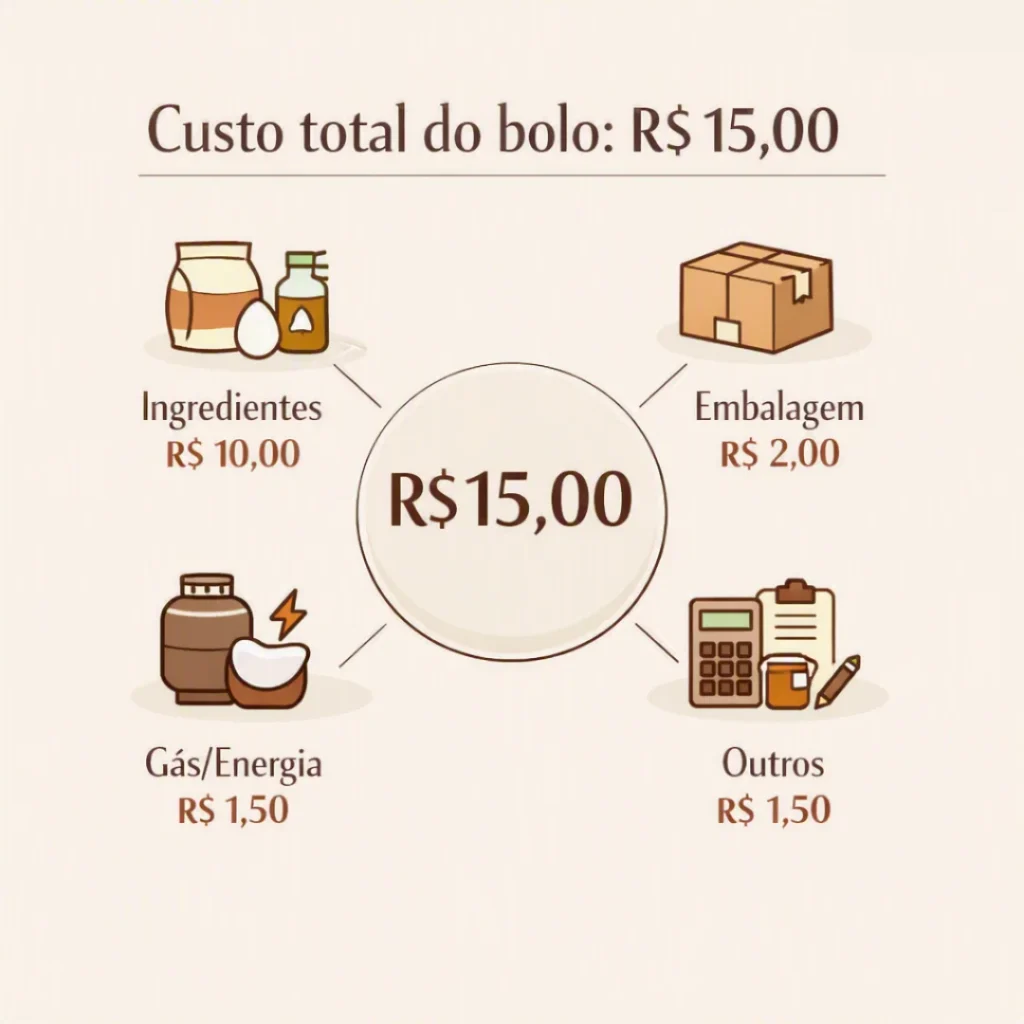 Exemplo de cálculo do custo de um bolo caseiro para vender
