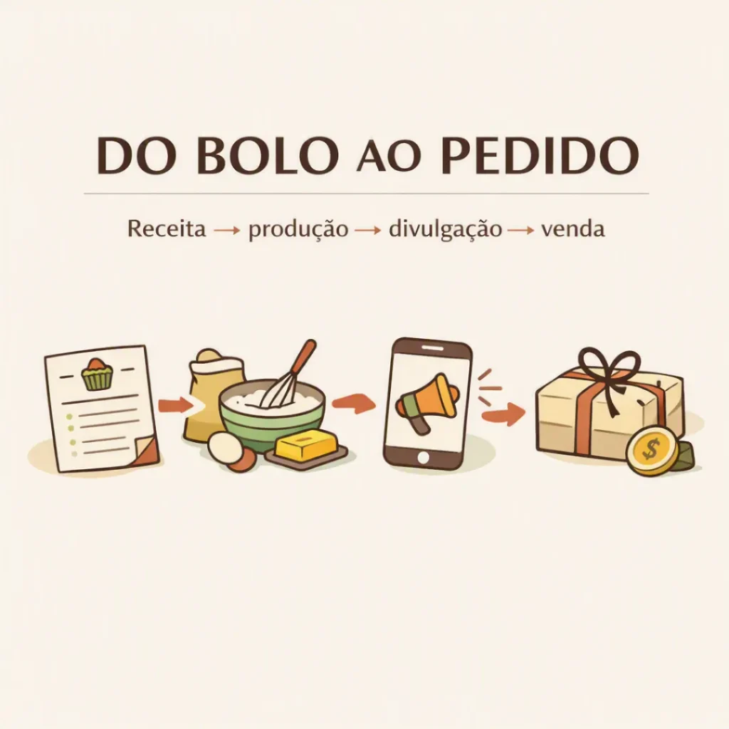 Da preparação do bolo ao recebimento dos pedidos em casa
