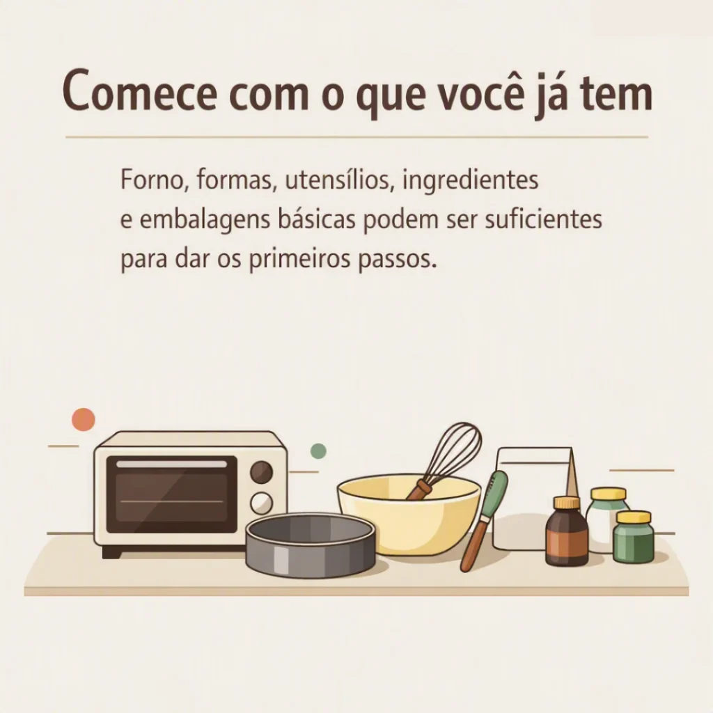 Utensílios, forno, formas e ingredientes básicos para começar a vender bolos em casa