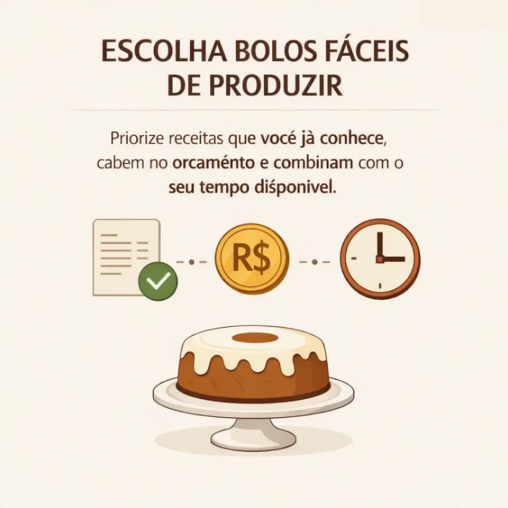 Escolha receitas de bolos fáceis de preparar e vender