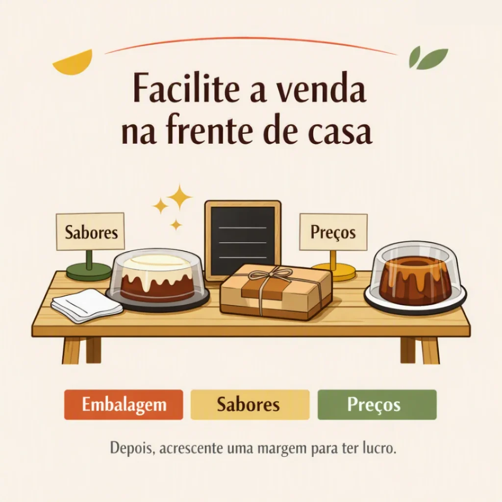 Organização dos bolos para facilitar as vendas na frente de casa