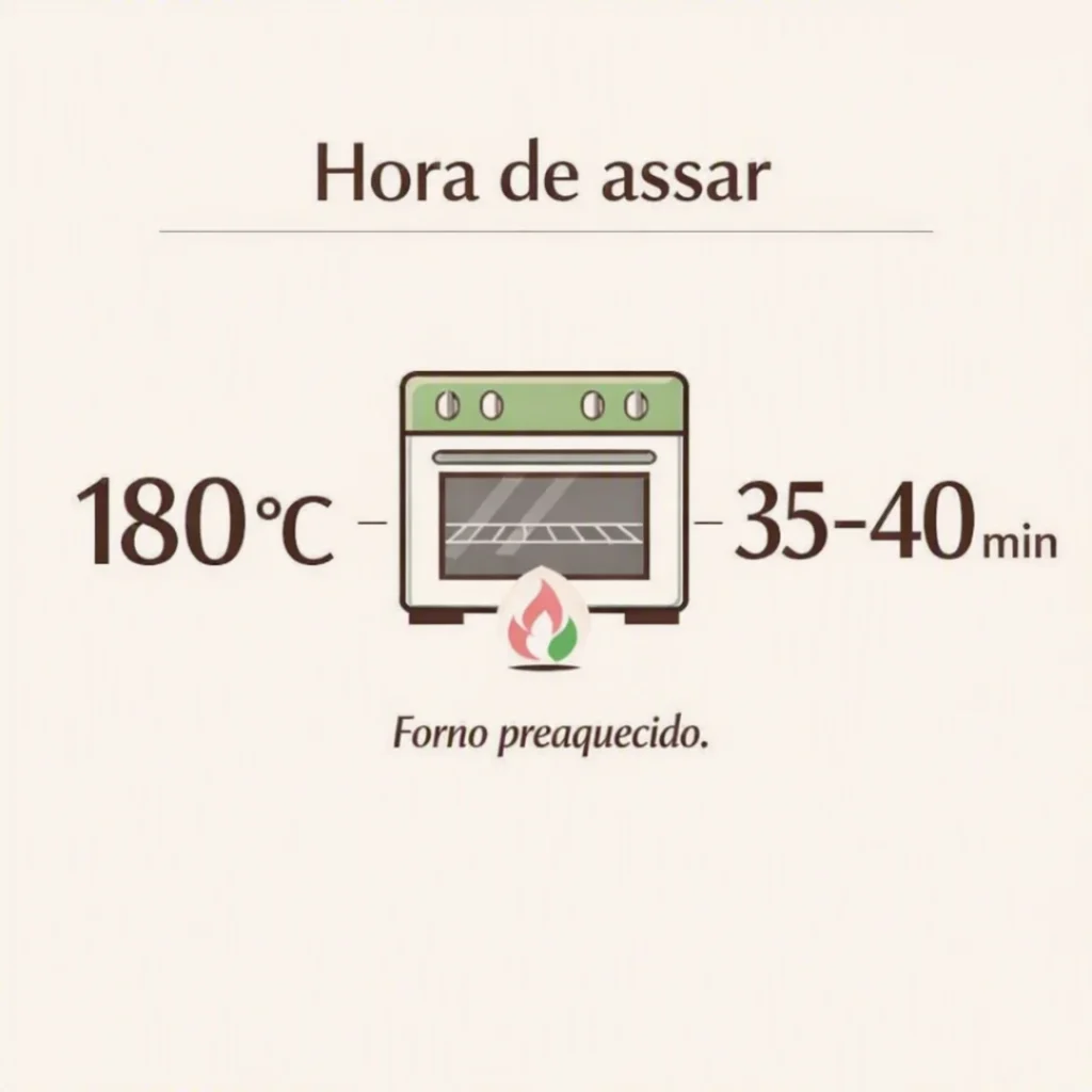 Bolo de coco assando a 180 °C por 35 a 40 minutos