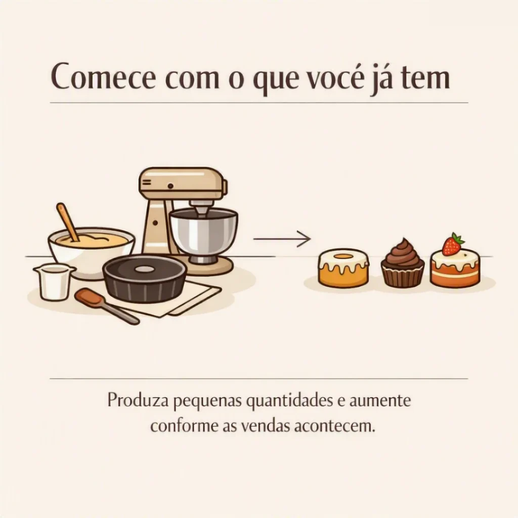 Utensílios e ingredientes para preparar bolo caseiro em casa
