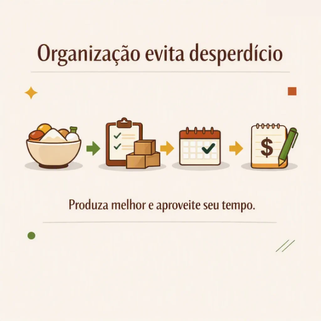 Organização da produção de bolos para evitar desperdícios e aproveitar melhor o tempo